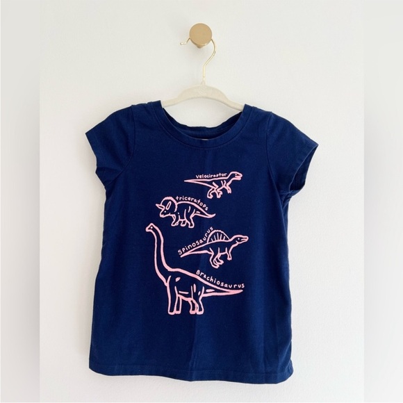⚡️4/$20⚡️Cat & Jack Kids Girls 2T Navy Blue & Light Pink Dinosaur Graphic Tee - Picture 4 of 4
